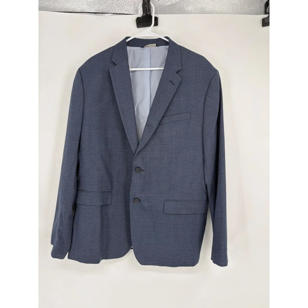 Banana Republic Blazer Mens 46R Blue Slim Fit Glen Plaid Two Button Sport Coat